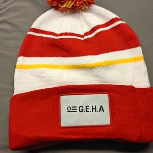 NFL Red and White Knit Hat with Pom